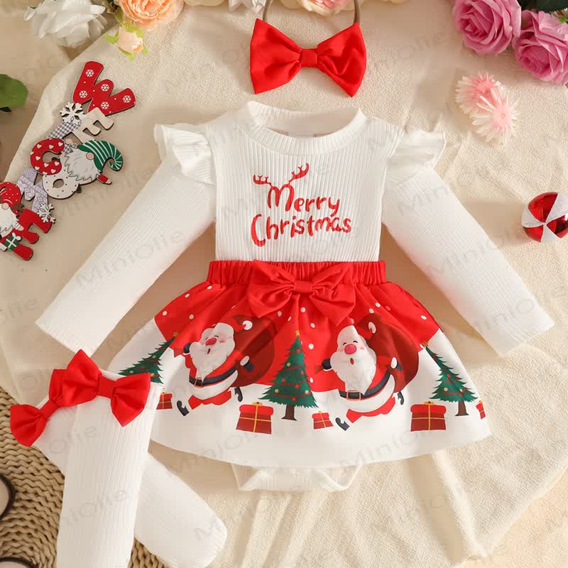 Baby Christmas Plaid Bow Skirted Bodysuit Set - image 10