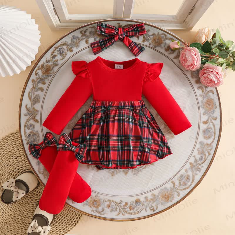 MERRY CHRISTMASベビースカート付きボディスーツ ヘッドバンドとソックス - 赤 - 12～18ヶ月 - image 1