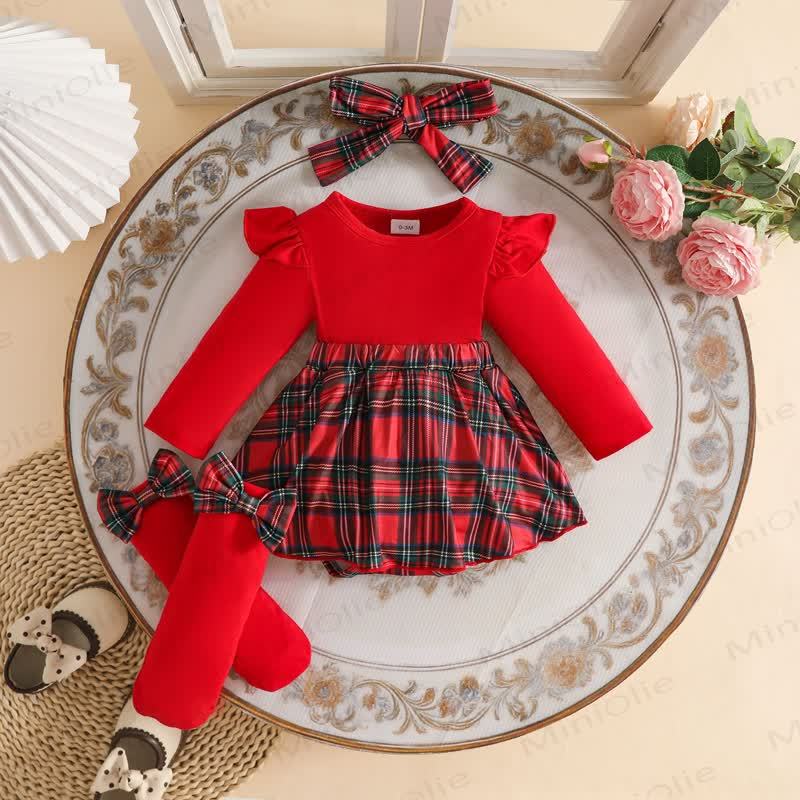 MERRY CHRISTMASベビースカート付きボディスーツ ヘッドバンドとソックス - 赤 - 12～18ヶ月 - image 1