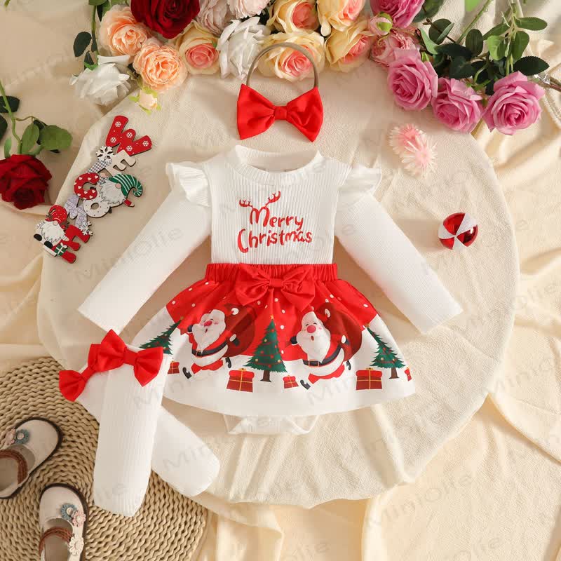 MERRY CHRISTMASベビースカート付きボディスーツ ヘッドバンドとソックス - 白 - 12～18ヶ月 - image 9