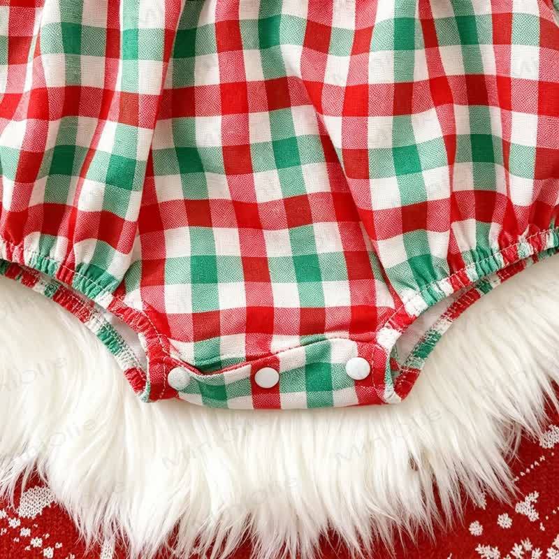 ベビー用クリスマスギンガムチェックスモックボディスーツ - image 4