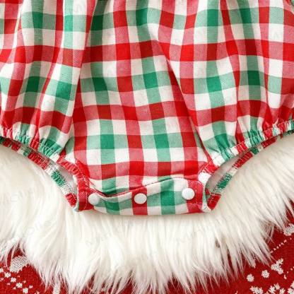ベビー用クリスマスギンガムチェックスモックボディスーツ - image 4