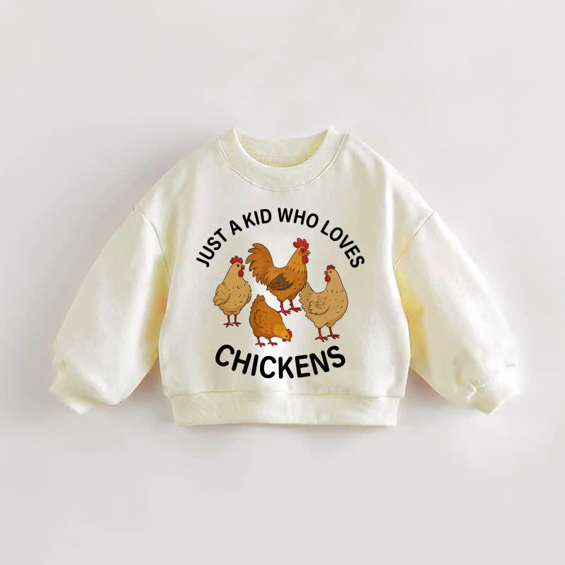 JUST A KID WHO LOVES CHICKENS子供 ベビー幼児用クリームスウェットシャツ - クリーム - 3～5歳 - image 1