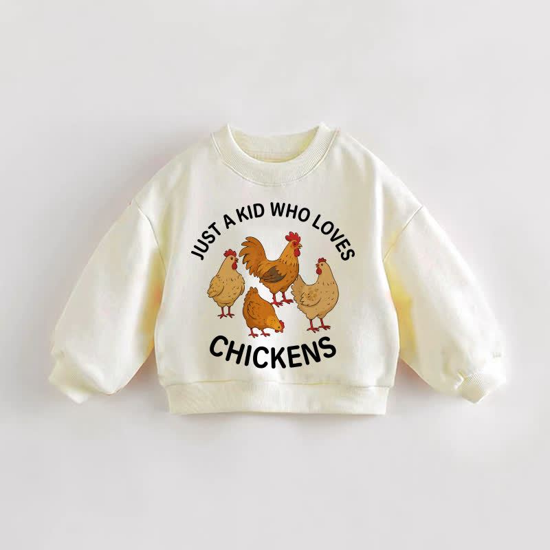 JUST A KID WHO LOVES CHICKENS子供 ベビー幼児用クリームスウェットシャツ - クリーム - 3～5歳 - image 1