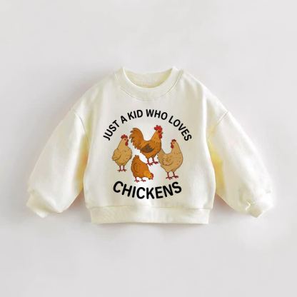 JUST A KID WHO LOVES CHICKENS子供 ベビー幼児用クリームスウェットシャツ - クリーム - 3～5歳 - image 1