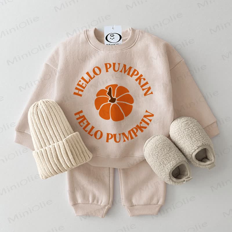 HELLO PUMPKINベビーベージュスウェットシャツ 2点セット - ベージュ - 2～3歳 - image 1
