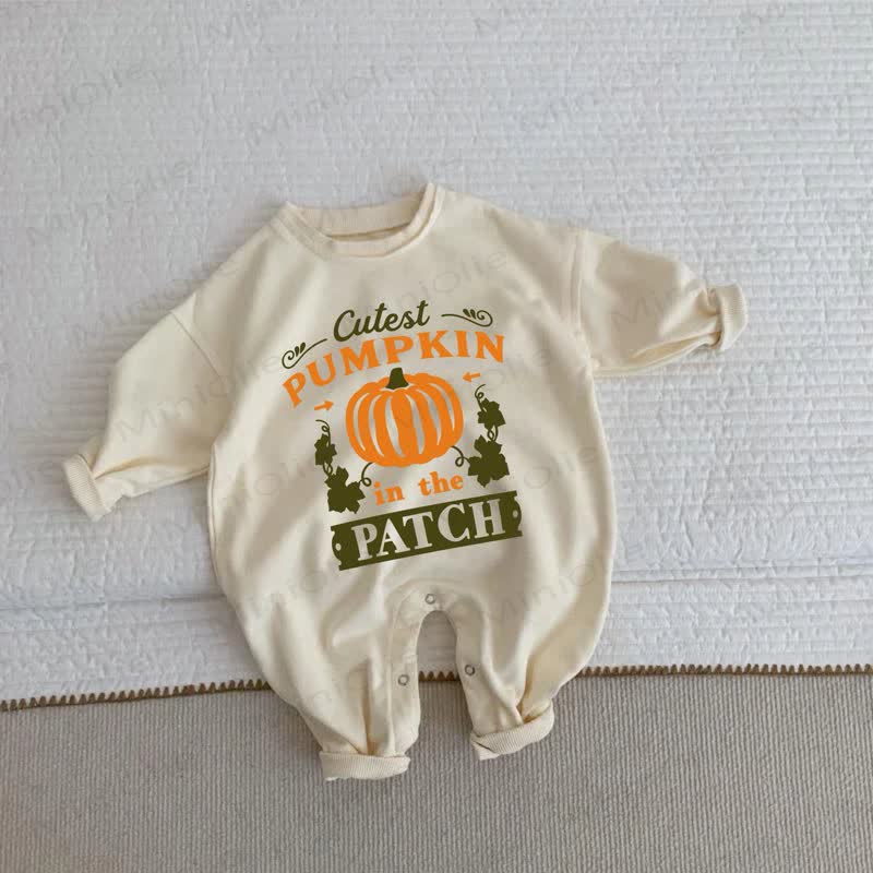 CUTEST PUMPKIN IN THE PATCH！ベビー・幼児用ベージュロンパース - ベージュ - 2～3歳 - image 1
