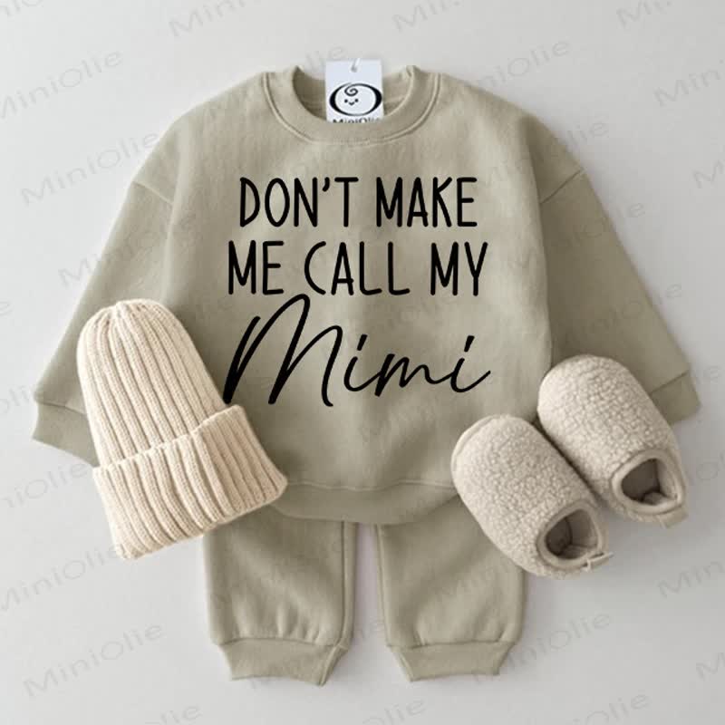DON'T MAKE ME CALL MY MIMIで！ベビーグレーグリーンスウェットシャツ2点セット - グレーグリーン - 2～3歳 - image 1