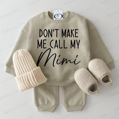 DON'T MAKE ME CALL MY MIMIで！ベビーグレーグリーンスウェットシャツ2点セット - グレーグリーン - 2～3歳 - image 1