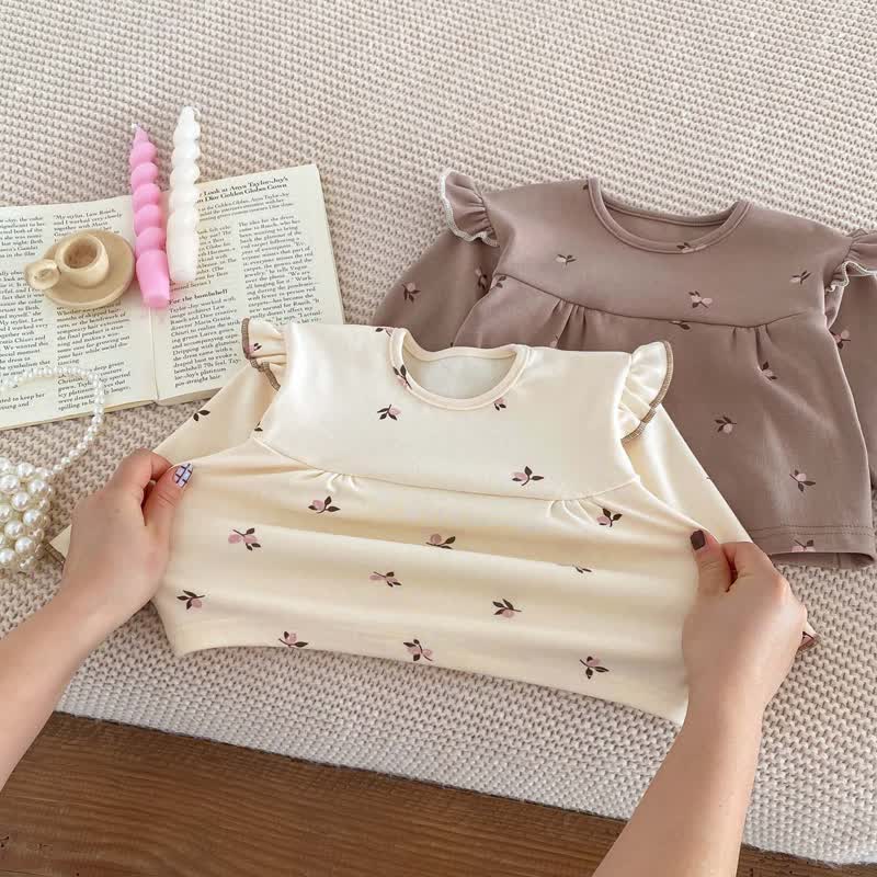 ベビー用花柄フリル長袖トップス＆パンツパジャマ2点セット - image 6