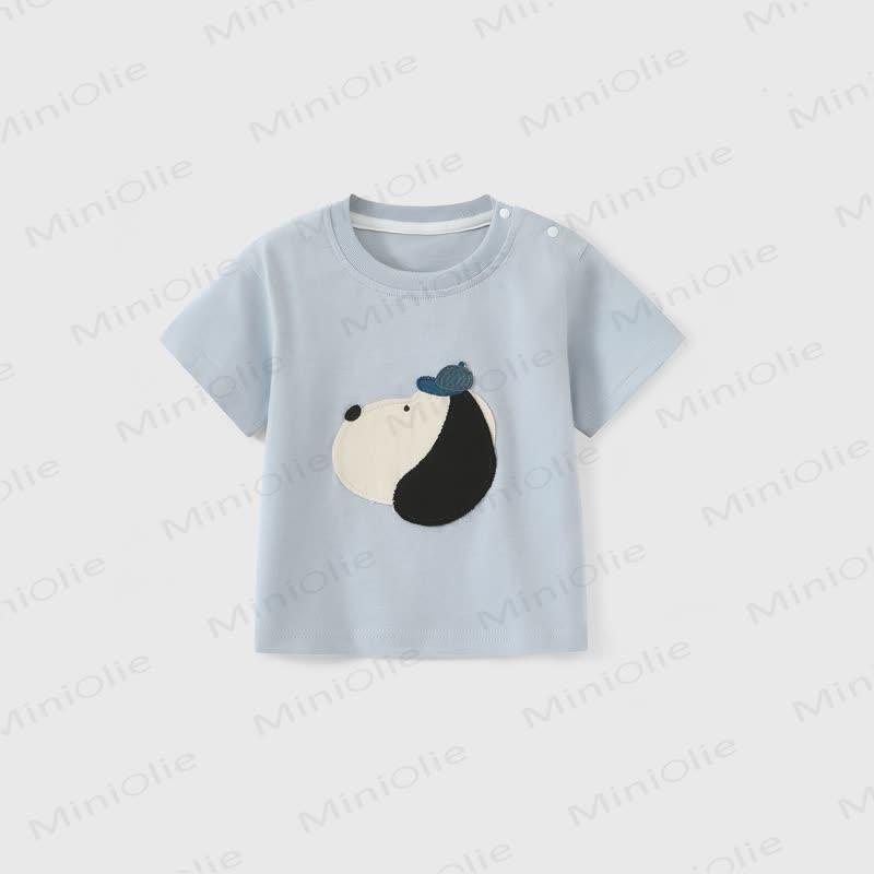 ベビー漫画アップリケ付きコットンTシャツ - 青 - 3～4歳 - image 1