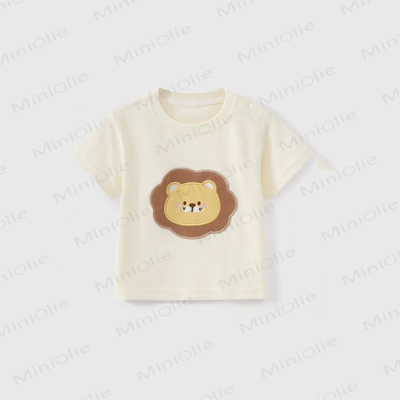 ベビー漫画アップリケ付きコットンTシャツ - ベージュ - 3～4歳 - image 4