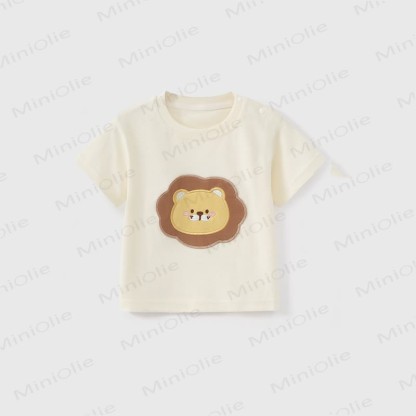 ベビー漫画アップリケ付きコットンTシャツ - ベージュ - 3～4歳 - image 4