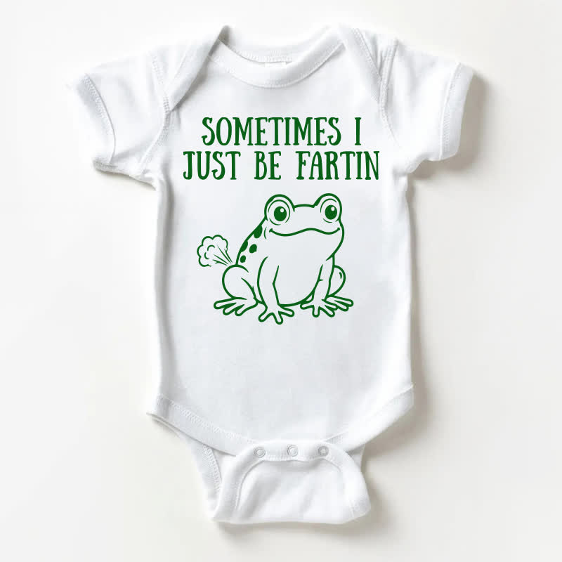 SOMETIMES I JUST BE FARTINベビーフロッグプリント ホワイトボディスーツ - 白 - 18～24ヶ月 - image 1