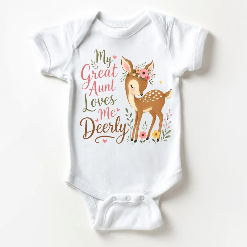 MY GREAT AUNT LOVES ME DEERLYベビーホワイトボディスーツ - 白 - 18～24ヶ月 - image 1