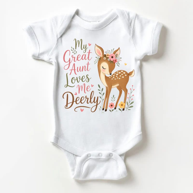 MY GREAT AUNT LOVES ME DEERLYベビーホワイトボディスーツ - 白 - 18～24ヶ月 - image 1