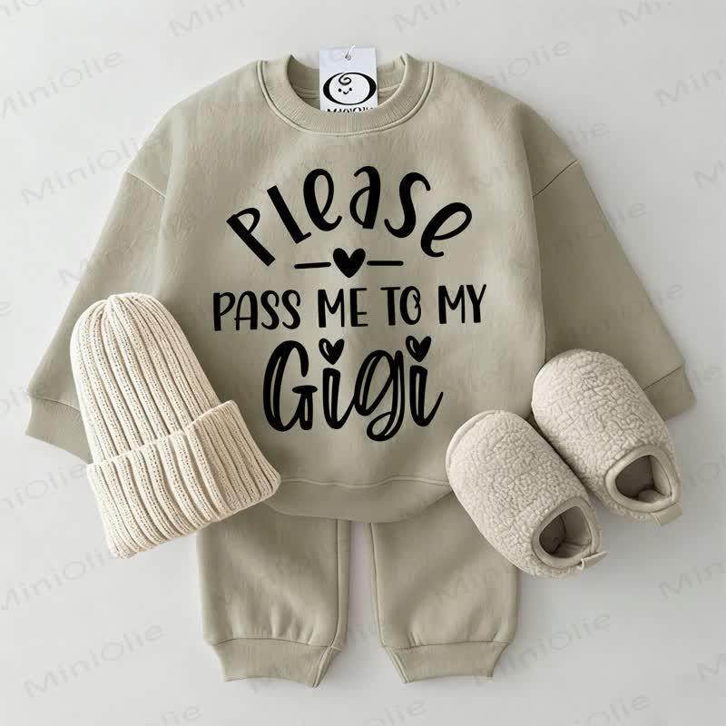PLEASE PASS ME TO MY GIGIベビー スウェットシャツ 2点セット グレーグリーン - グレーグリーン - 2～3歳 - image 1