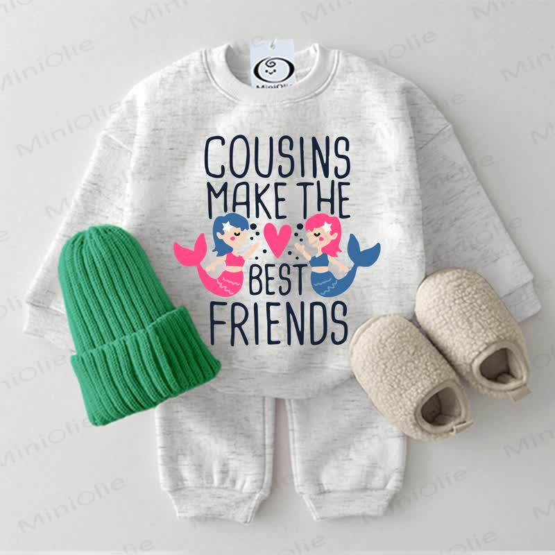 COUSINS MAKE THE BEST FRIENDS！ベビー用スウェットシャツ2点セット（ライトグレー） - ライトグレー - 2～3歳 - image 1
