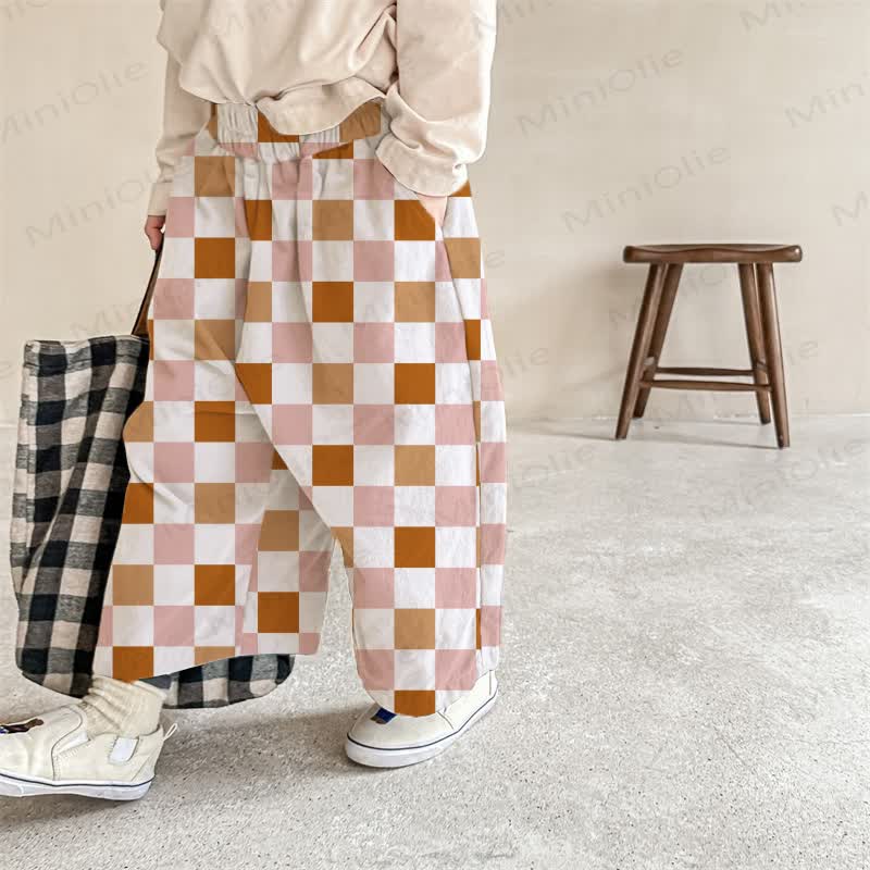 ベビー用チェッカーボード柄パンツ - ベージュ - 2～3歳 - image 1