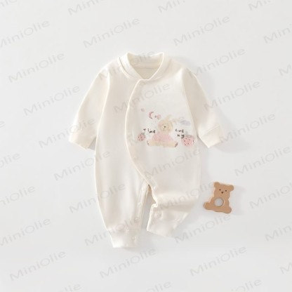 ベビー用イチゴうさぎ柄スナップボタン留め長袖ロンパース - 黄色 - 18～24ヶ月 - image 2
