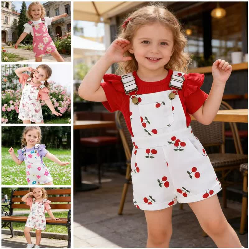 ベビー・幼児用 花柄プリント ロンパース＆オーバーオール 2点セット - image 1