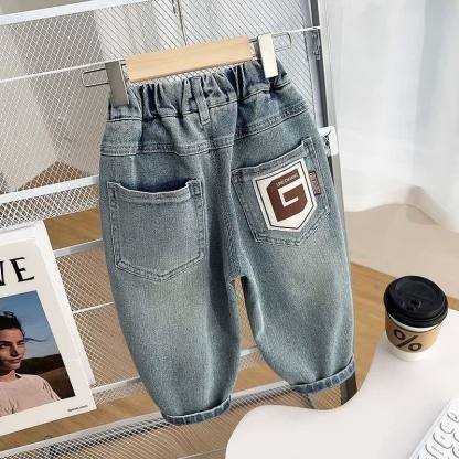 幼児男の子用 ブルー ヴィンテージ リラックスフィット デニムパンツ - 青 - 8-9T - image 1