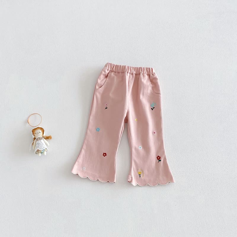 ベビー・幼児用女の子向け 花柄刺繍入りスカラップ裾パンツ - ピンク - 4～5歳 - image 3
