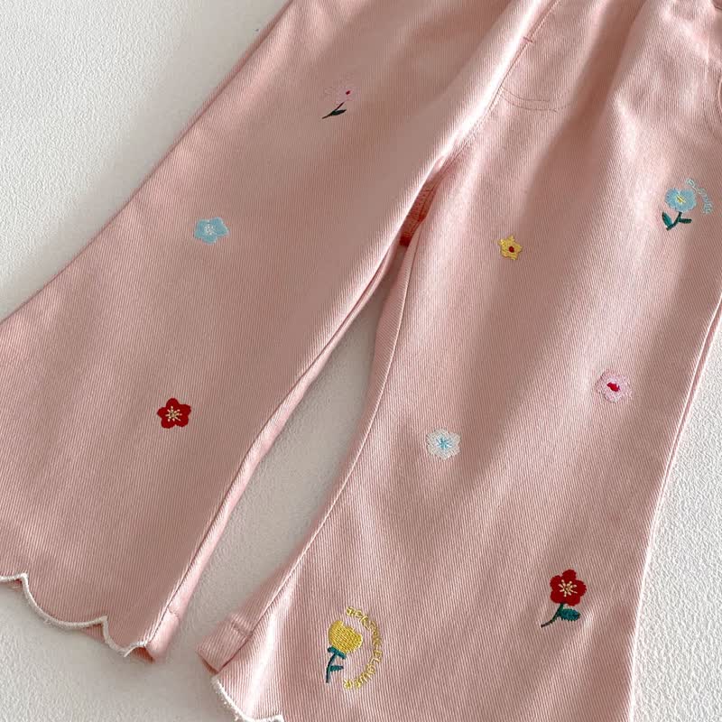 ベビー・幼児用女の子向け 花柄刺繍入りスカラップ裾パンツ - image 8