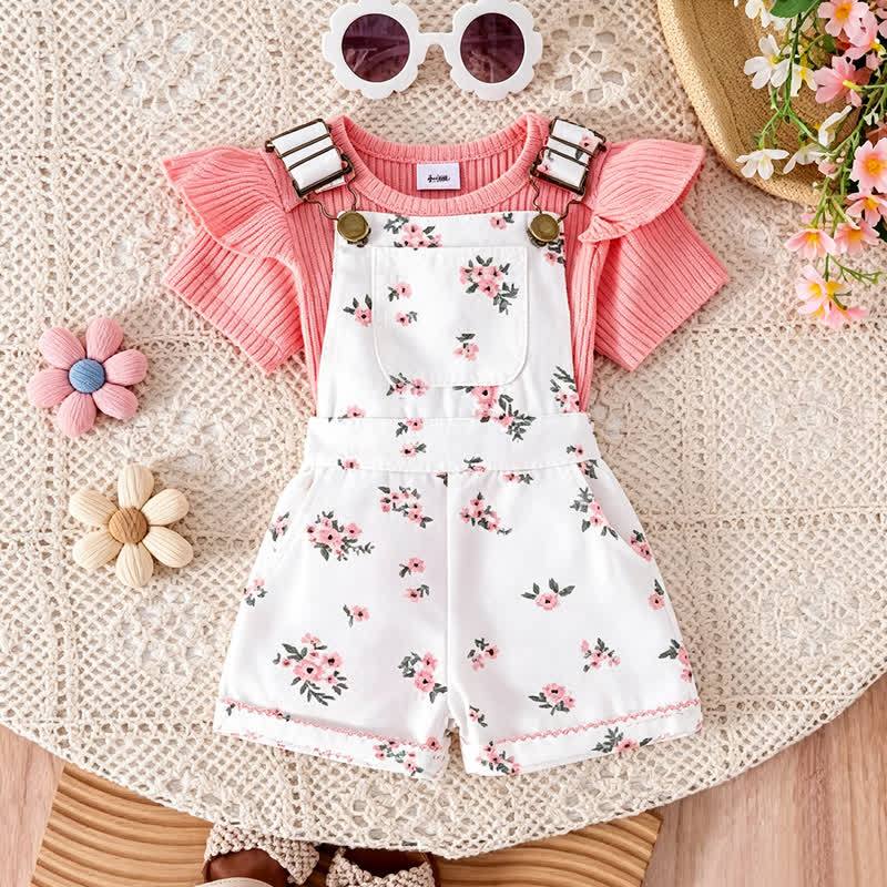 ベビー・幼児用 花柄プリント ロンパース＆オーバーオール 2点セット - ホワイトフローラル - 2-3Y - image 9