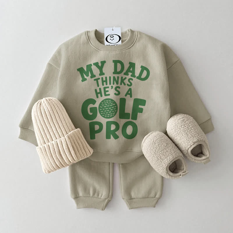 MY DAD THINKS HE'S A GOLF PROベビー用グレーグリーンスウェットシャツ2点セット - グレーグリーン - 2～3歳 - image 1