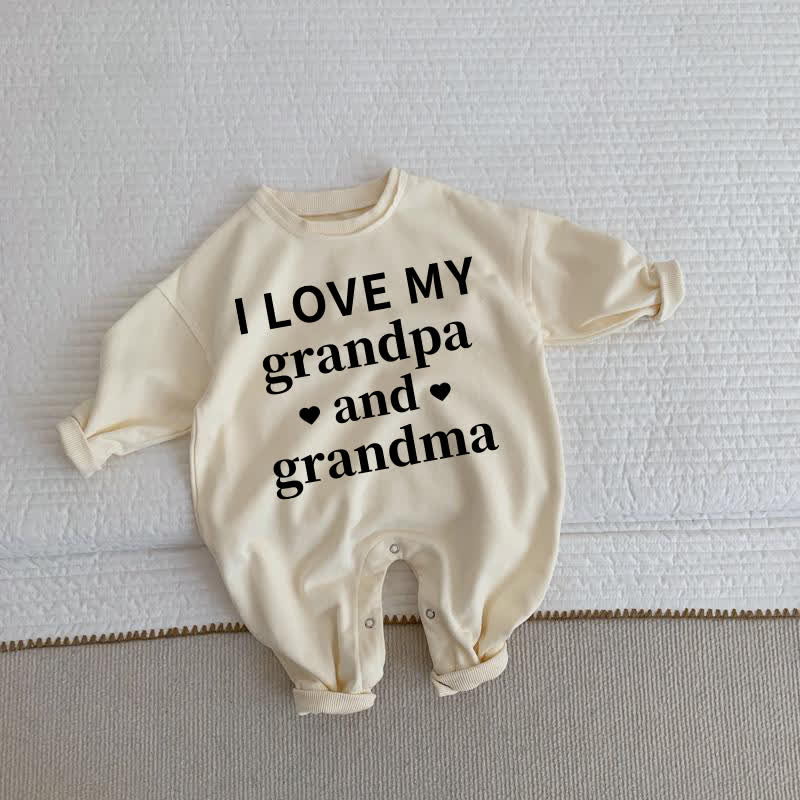 I LOVE MY GRANDPA AND GRANDMAベージュロンパース - ベージュ - 2～3歳 - image 1