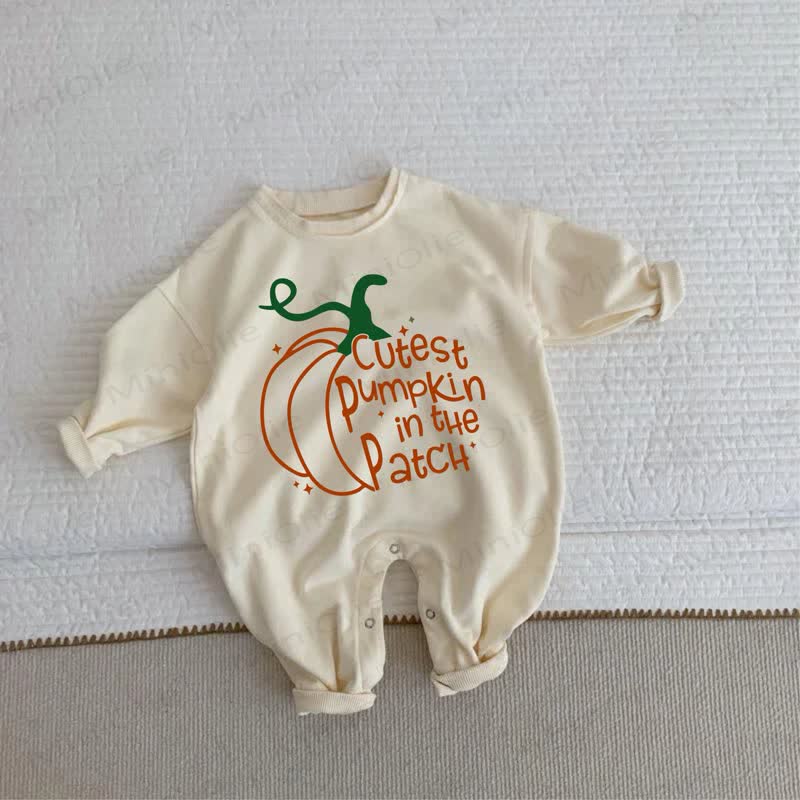 CUTEST PUMPKIN IN THE PATCHベビーベージュロンパース - ベージュ - 2～3歳 - image 1