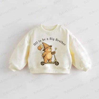 OFF TO BE A BIG BROTHER！赤ちゃん・幼児用クマ柄スウェットシャツ - クリーム - 3～5歳 - image 1