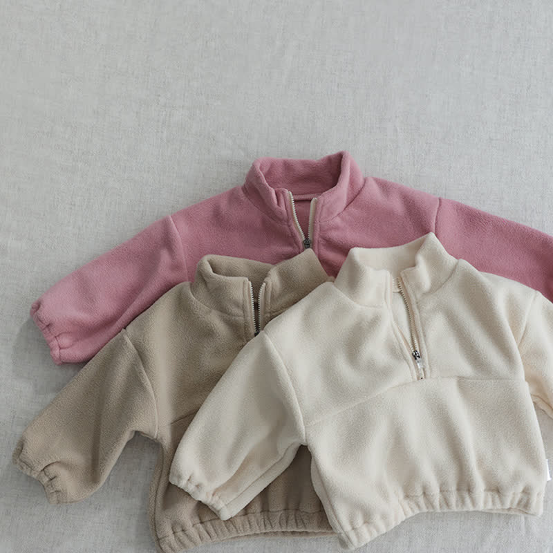 幼児用無地ハーフジップフリーストップス＆パンツ2点セット - image 8