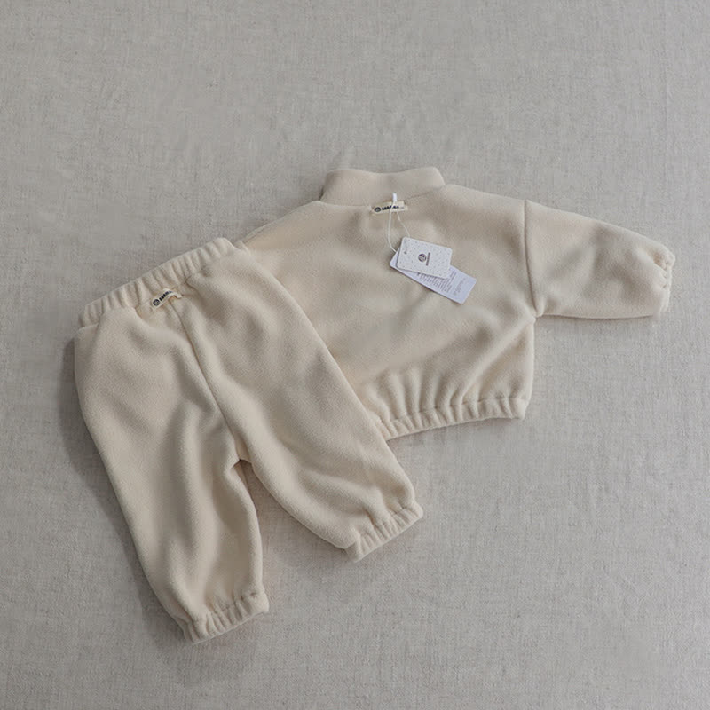 幼児用無地ハーフジップフリーストップス＆パンツ2点セット - image 7