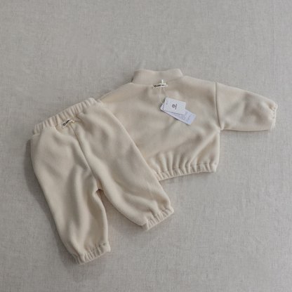 幼児用無地ハーフジップフリーストップス＆パンツ2点セット - image 7
