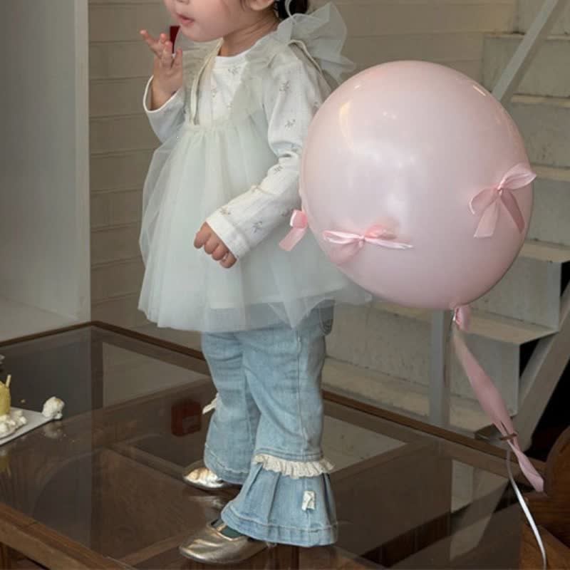 幼児用女の子向けブルーフリル裾フレアデニムパンツ - image 5