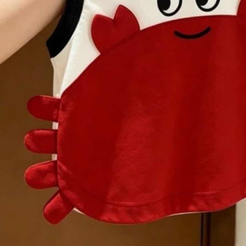 幼児用ベビースマイリーカニアップリケ付きタンクトップ＆ショートパンツ 2点セット - image 4