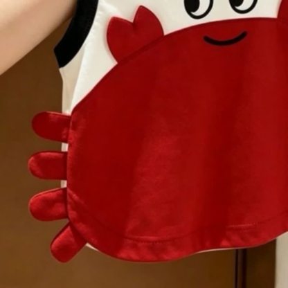 幼児用ベビースマイリーカニアップリケ付きタンクトップ＆ショートパンツ 2点セット - image 4