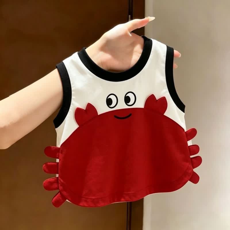 幼児用ベビースマイリーカニアップリケ付きタンクトップ＆ショートパンツ 2点セット - 黒 - 6～7歳 - image 2