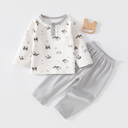 幼児用動物/植物柄長袖トップス＆パンツパジャマ2点セット - グレー - 5～6歳 - image 2