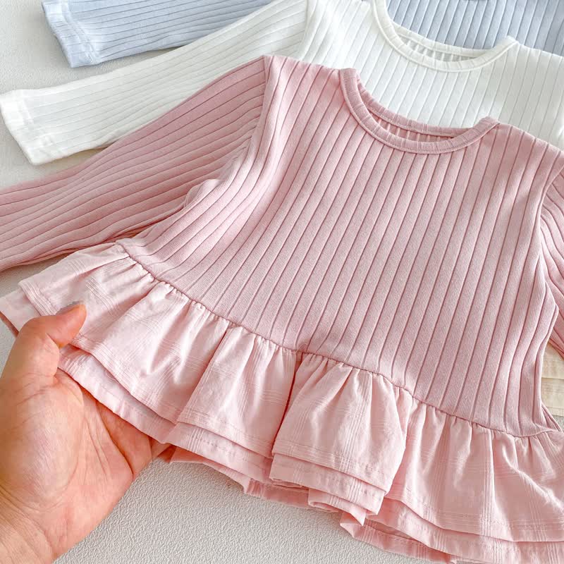 ベビー用無地長袖ペプラムトップス＆パンツ2点セット - image 8