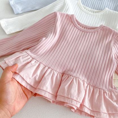 ベビー用無地長袖ペプラムトップス＆パンツ2点セット - image 8