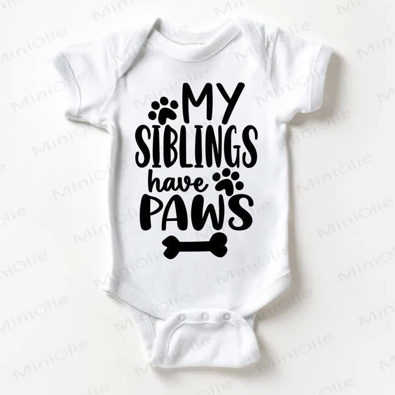 MY SIBLINGS HAVE PAWSベビーボディスーツ - 白 - 18～24ヶ月 - image 1