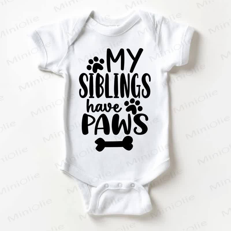MY SIBLINGS HAVE PAWSベビーボディスーツ - 白 - 18～24ヶ月 - image 1