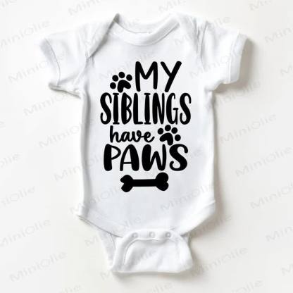 MY SIBLINGS HAVE PAWSベビーボディスーツ - 白 - 18～24ヶ月 - image 1