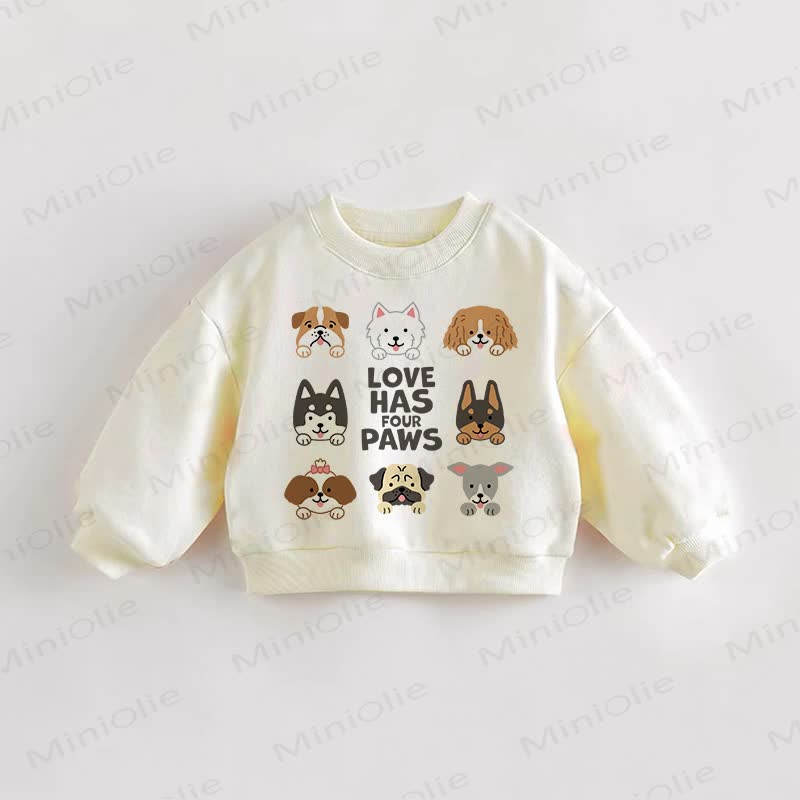 LOVE HAS FOUR PAWS幼児用子犬スウェットシャツ - クリーム - 3～5歳 - image 1