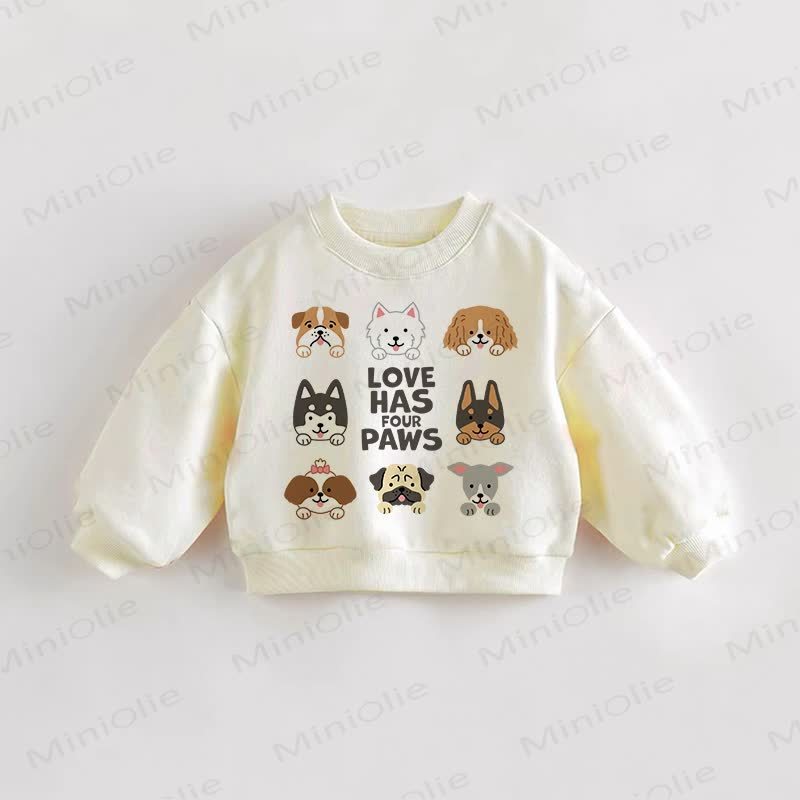 LOVE HAS FOUR PAWS幼児用子犬スウェットシャツ - クリーム - 3～5歳 - image 1