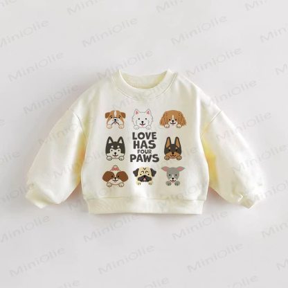 LOVE HAS FOUR PAWS幼児用子犬スウェットシャツ - クリーム - 3～5歳 - image 1
