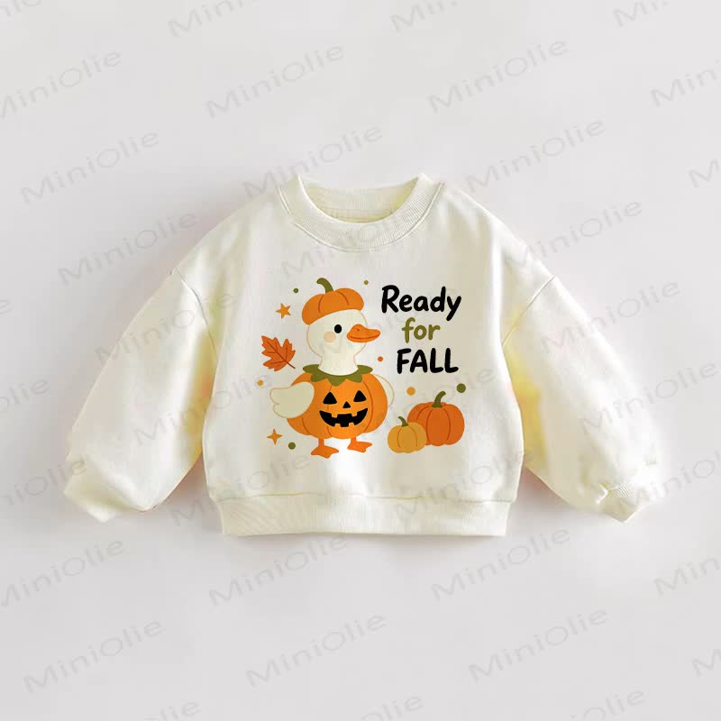 READY FOR FALL・幼児用パンプキンダック柄スウェットシャツ - クリーム - 3～5歳 - image 1